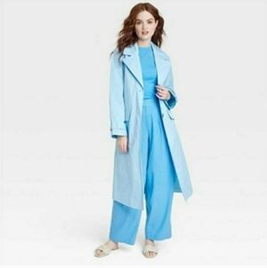 A New Day Statement Trench Coat Blue Women's Size S